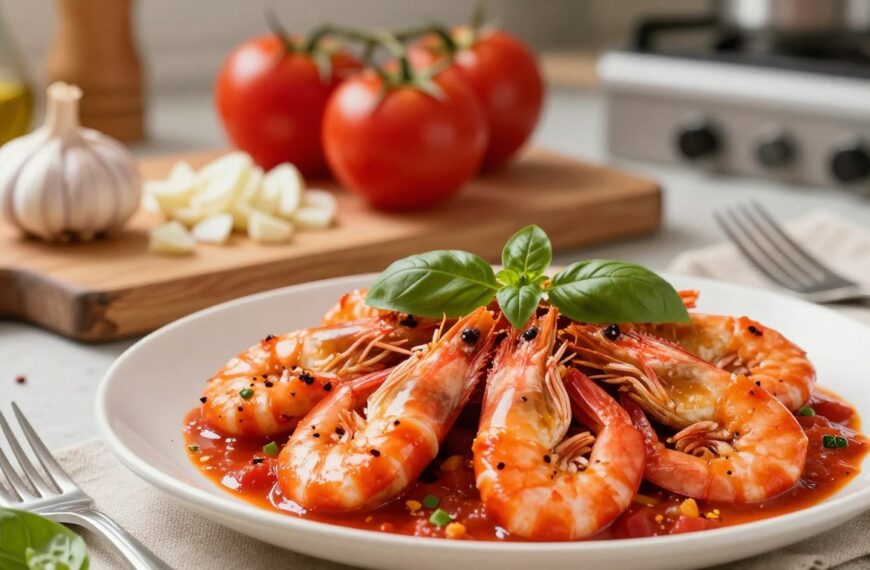 Krewetki w sosie pomidorowym
