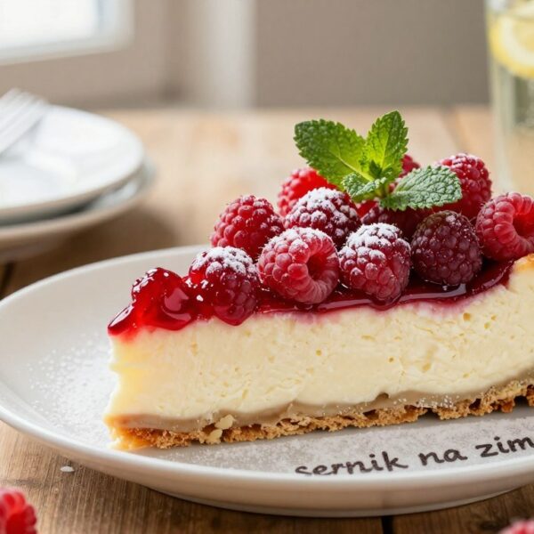 Sernik na zimno z malinami