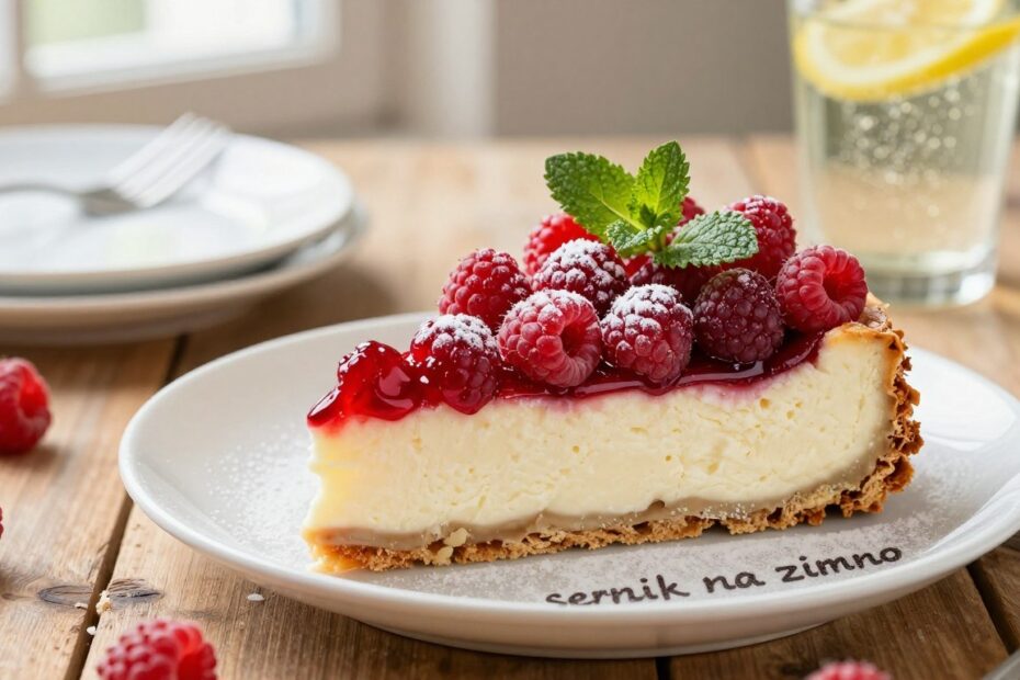 Sernik na zimno z malinami
