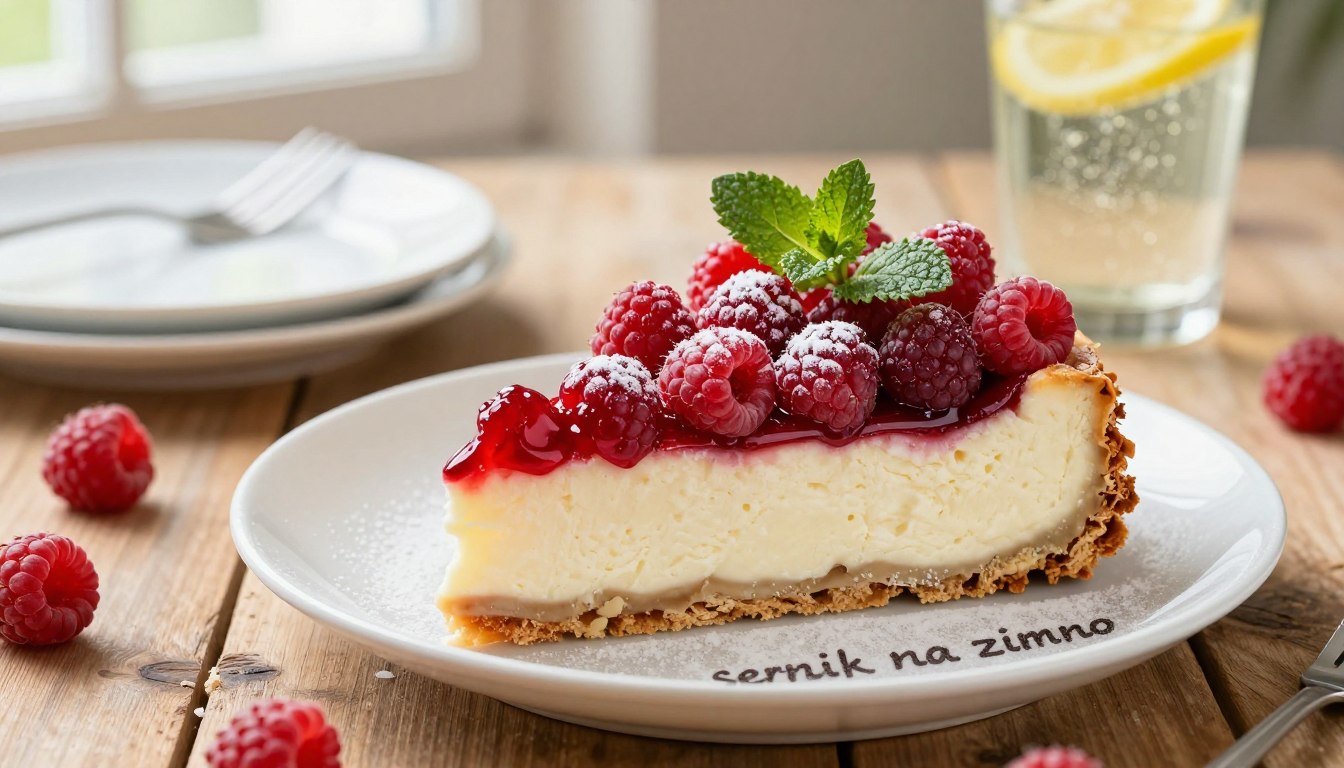 Sernik na zimno z malinami